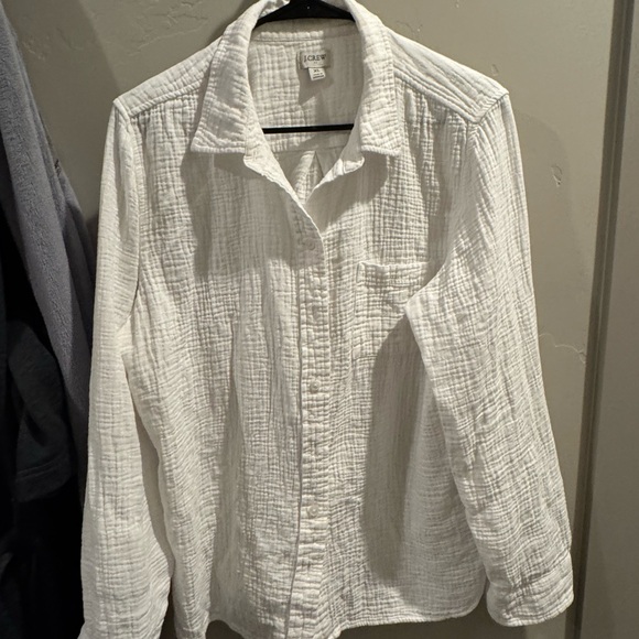 J. Crew Tops - J Crew Gauze Long Sleeve Button Down - white - XL - great used condition